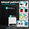 Inhoud 12x430Wp platdakpakket met serie-omvormer en alle meegeleverde onderdelen