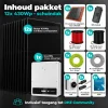 Inhoud 12x430Wp schuindakpakket met serie-omvormer en alle meegeleverde onderdelen