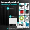 Inhoud 13x430Wp platdakpakket met serie-omvormer en alle meegeleverde onderdelen