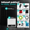 Inhoud 6x430Wp platdakpakket met serie-omvormer en alle meegeleverde onderdelen