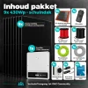 Inhoud 9x430Wp schuindakpakket met serie-omvormer en alle meegeleverde onderdelen