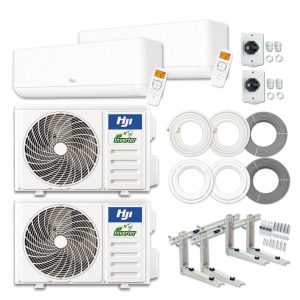 Compleet Single Split Airco pakket - 2x 2.5 kW bundel -  Koelen en Verwarmen - Doe-het-zelf pakket