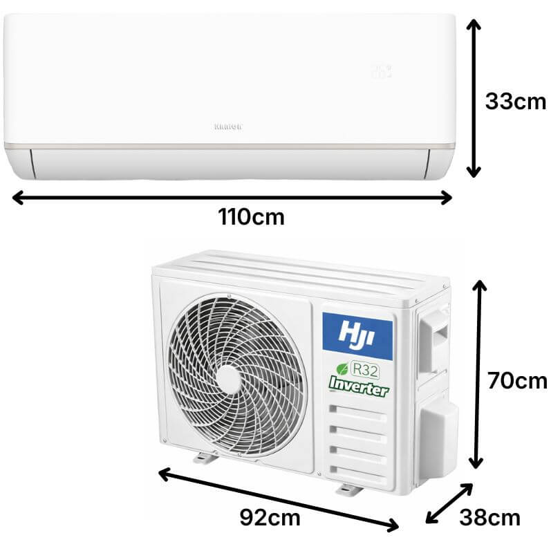 Afmetingen Airco wit 5.0kW