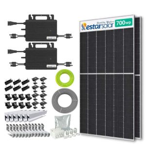 Zonnepanelen pakket voor schuindak - 1.4 kW - 2x 700wp met micro-omvormers - Plug & Play