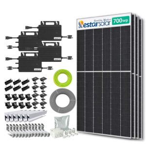 Zonnepanelen pakket voor schuindak - 2.8 kW - 4x 700wp met micro-omvormers - Plug & Play
