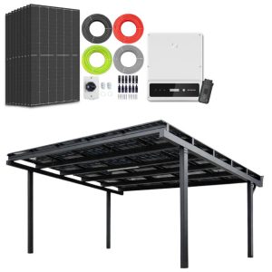 Solar Carport Pakket - 6.6 kW - 15x 440wp panelen - 3 fase - Zwart