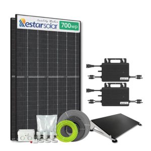 Zonnepanelen pakket voor platdak - 1.4 kW - 2x 700wp met micro-omvormers - Plug & Play