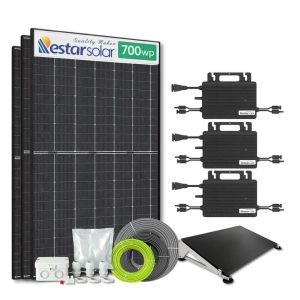 Zonnepanelen pakket voor platdak - 2.1 kW - 3x 700wp met micro-omvormers - Plug & Play