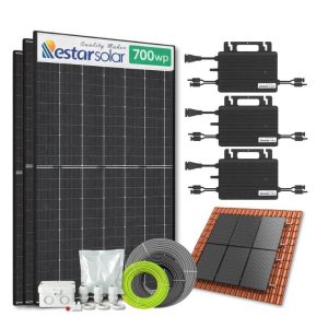 Zonnepanelen pakket voor schuindak - 2.1 kW - 3x 700wp met micro-omvormers - Plug & Play