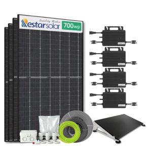 Zonnepanelen pakket voor platdak - 2.8 kW - 4x 700wp met micro-omvormers - Plug & Play
