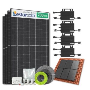 Zonnepanelen pakket voor schuindak - 2.8 kW - 4x 700wp met micro-omvormers - Plug & Play