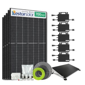 Zonnepanelen pakket voor platdak - 3.5 kW - 5x 700wp met micro-omvormers - Plug & Play