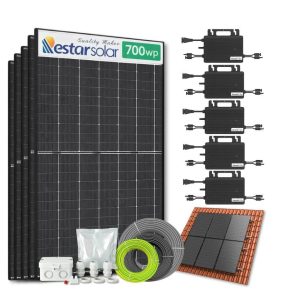 Zonnepanelen pakket voor schuindak - 3.5 kW - 5x 700wp met micro-omvormers - Plug & Play