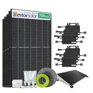 Zonnepanelen pakket voor platdak - 4.2 kW - 6x 700wp met micro-omvormers - Plug & Play