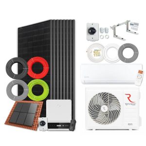 Compleet XXL pakket - Zonnepanelen 3.4 kW (8x 430Wp) voor schuindak + Single Split Airco Pakket 2.6 kW