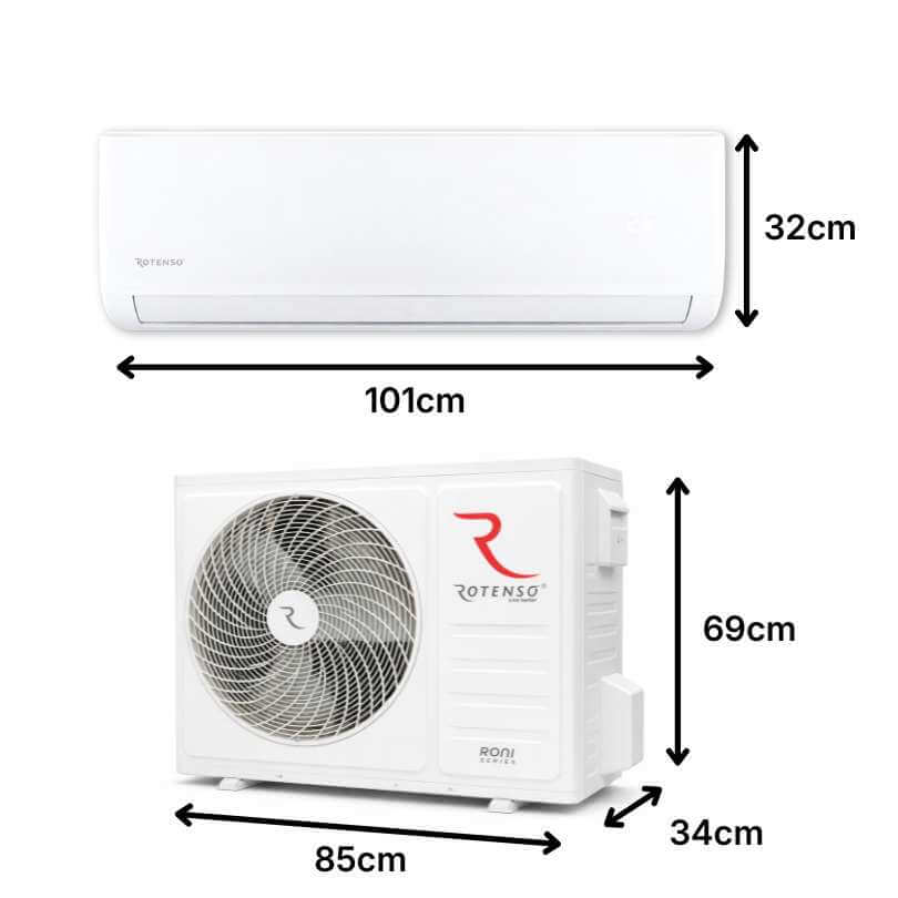 Afmetingen Airco wit 7.0kW