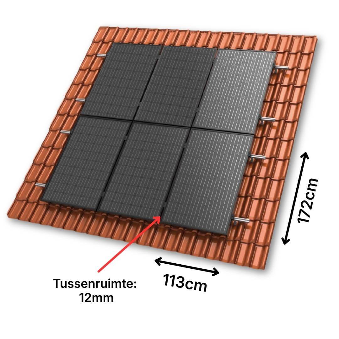 Maatvoering 430Wp schuindak zonnepanelen