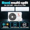Compleet Multi Split Airco pakket – 2x 2.6 kW binnenunit – Koelen en Verwarmen - Rotenso Roni