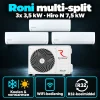Compleet Multi Split Airco pakket – 3x 3.5 kW binnenunit – Koelen en Verwarmen - Rotenso Roni