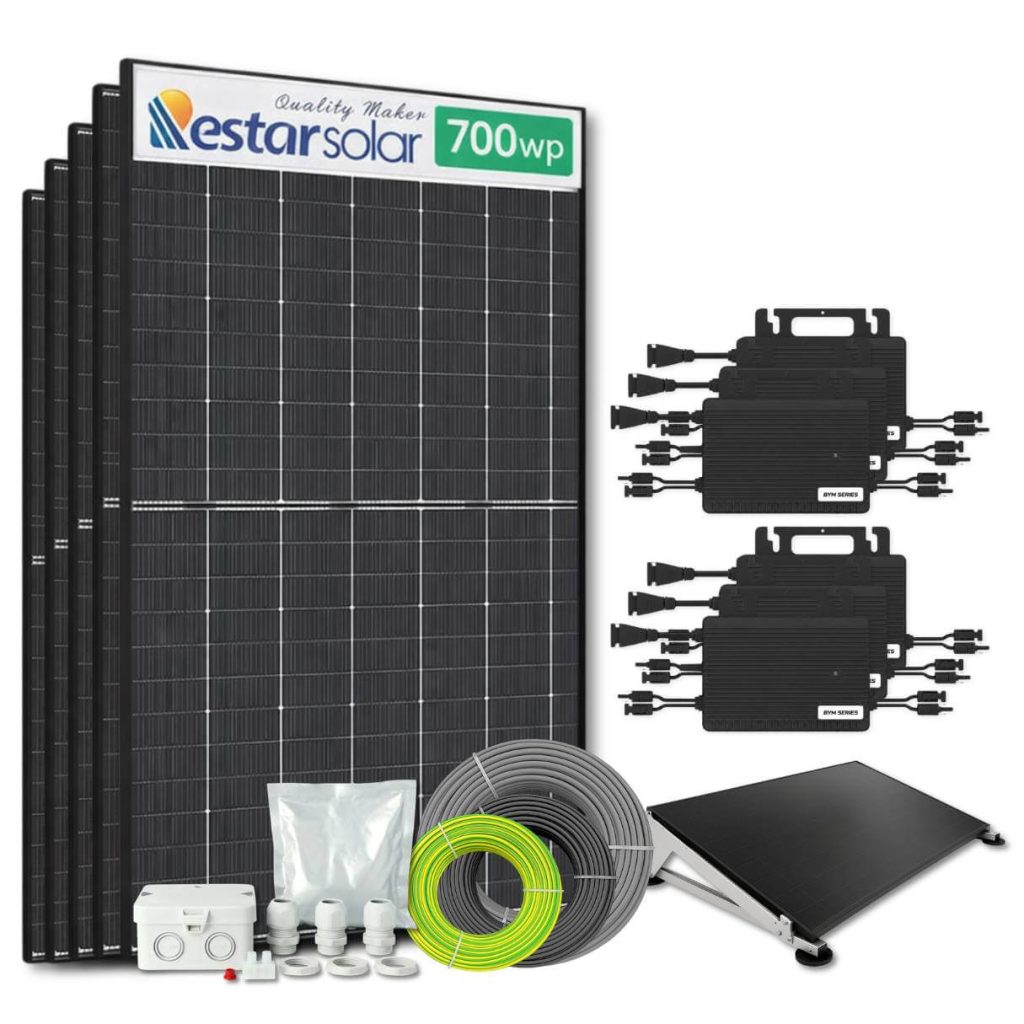 Zonnepanelen pakket voor platdak - 4.2 kW - 6x 700wp met micro-omvormers - Plug & Play