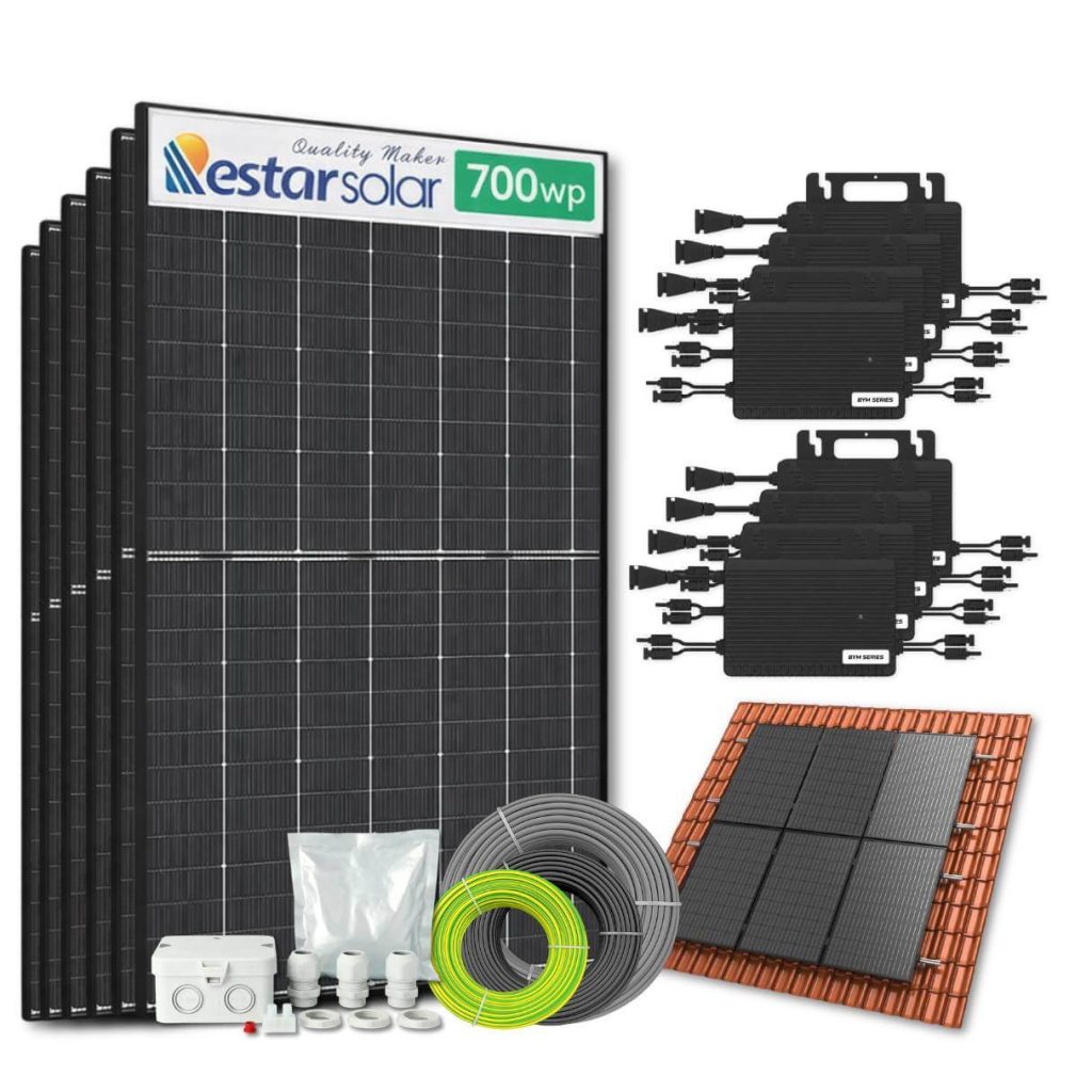 Zonnepanelen pakket voor schuindak - 5.6 kW - 8x 700wp met micro-omvormers - Plug & Play