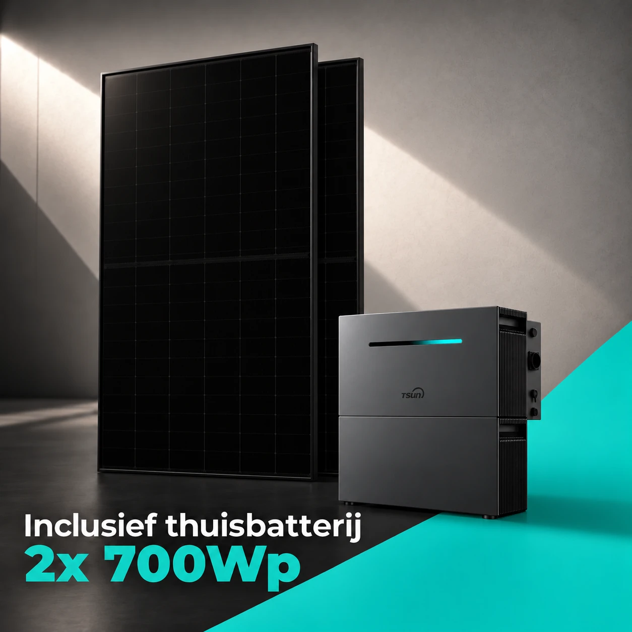 2x 700Wp zonnepanelen met TSUN 4 kWh thuisbatterij
