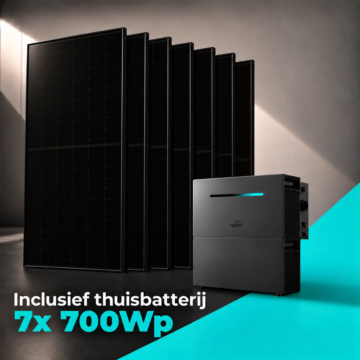 7x 700Wp zonnepanelen met TSUN 4 kWh thuisbatterij