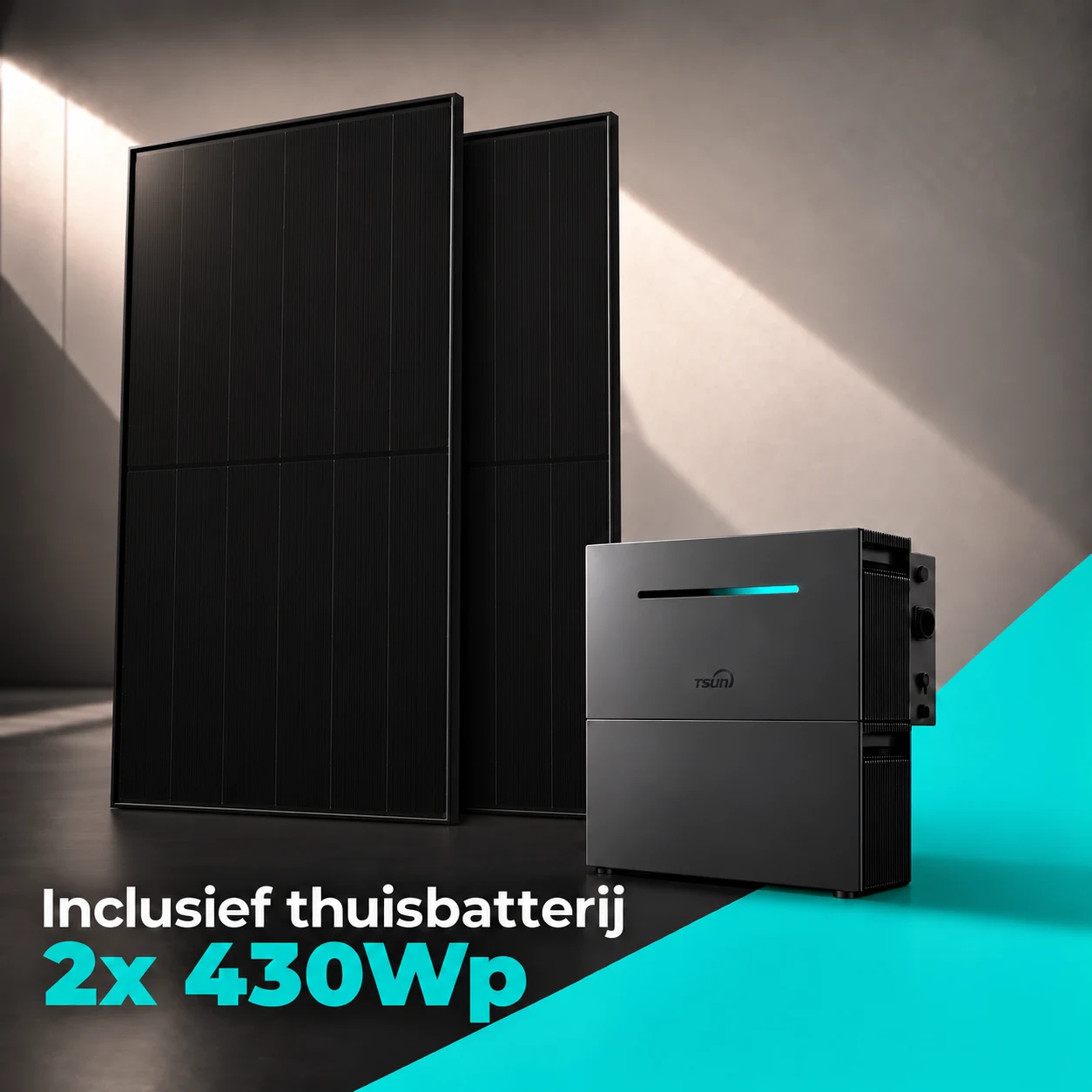 2x Restar 430Wp zonnepanelen met TSUN thuisbatterij 4 kWh