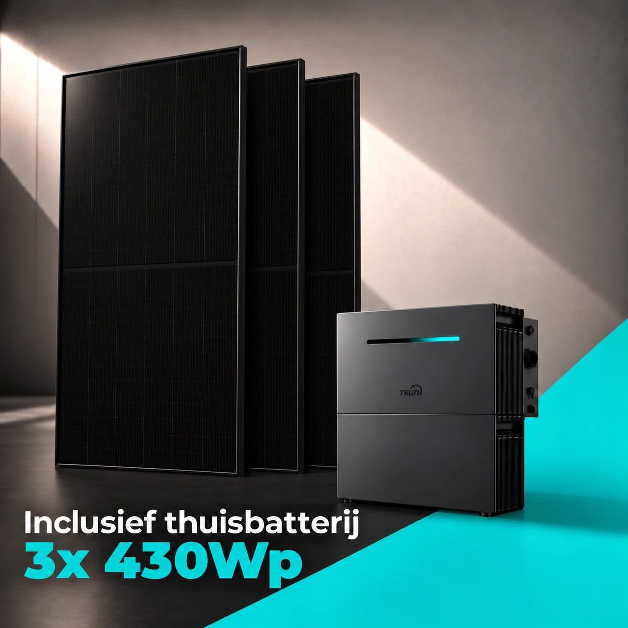 3x Restar 430Wp zonnepanelen met TSUN thuisbatterij 4 kWh