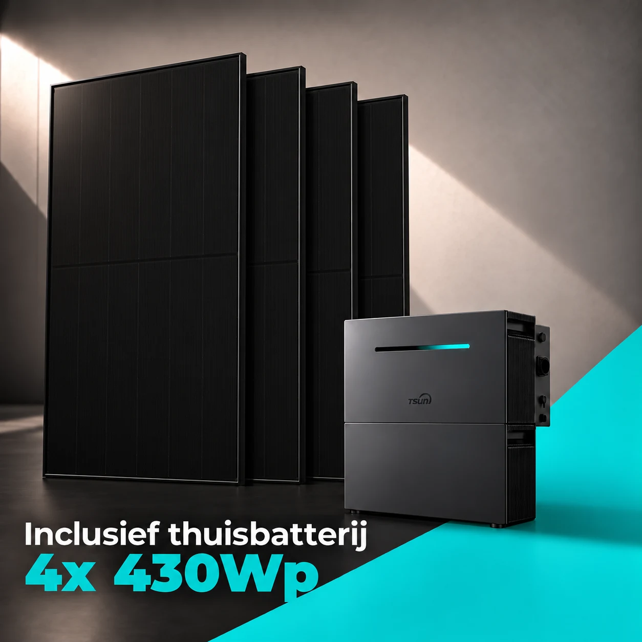 4x Restar 430Wp zonnepanelen met TSUN thuisbatterij 4 kWh