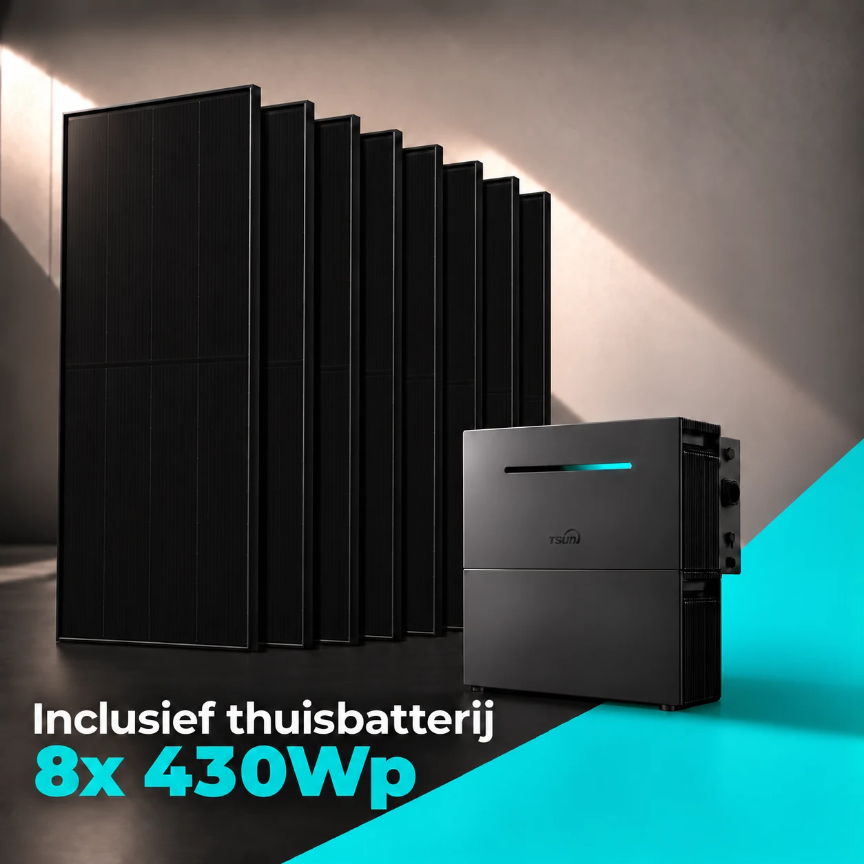 8x Restar 430Wp zonnepanelen met TSUN thuisbatterij 4 kWh