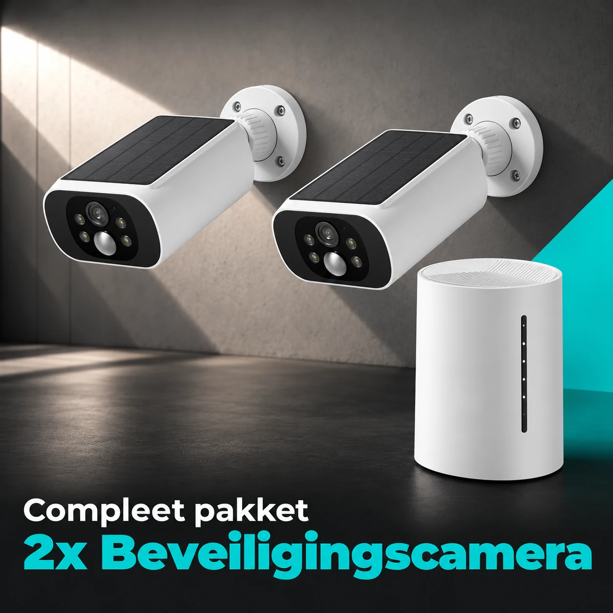 Compleet DHZ beveiligingscamera pakket met 2 solar camera’s en 1 basisstation