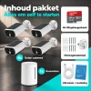 Inhoud DHZ beveiligingscamera pakket met 4 solar camera’s, basisstation, 64 GB geheugenkaart en montagemateriaal