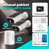 Inhoud DHZ 2x solar camera pakket: 2 camera’s, 1 basisstation, 64 GB geheugenkaart en montagemateriaal
