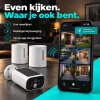 Livebeelden van 6 DHZ solar camera’s met 2 basisstations, bewegingsmeldingen en terugpraten via de app