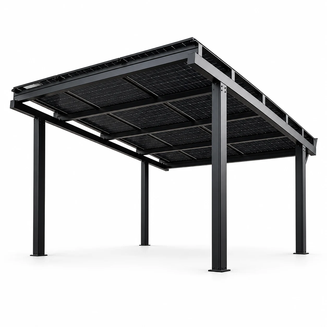 Single solar carport zwart voor één auto
