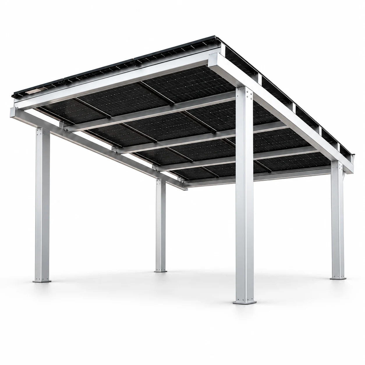 Single solar carport zilver voor één auto