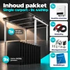 Single solar carport voor één auto, Zilver — Pakketinhoud