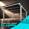 Single solar carport voor één auto, Zilver — Hoofdafbeelding