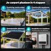Single carport zilver plaatsen in 4 stappen: fundering, constructie, zonnepanelen en elektrische aansluiting