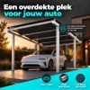 Single solar carport voor één auto, Zilver — Overdekt parkeren