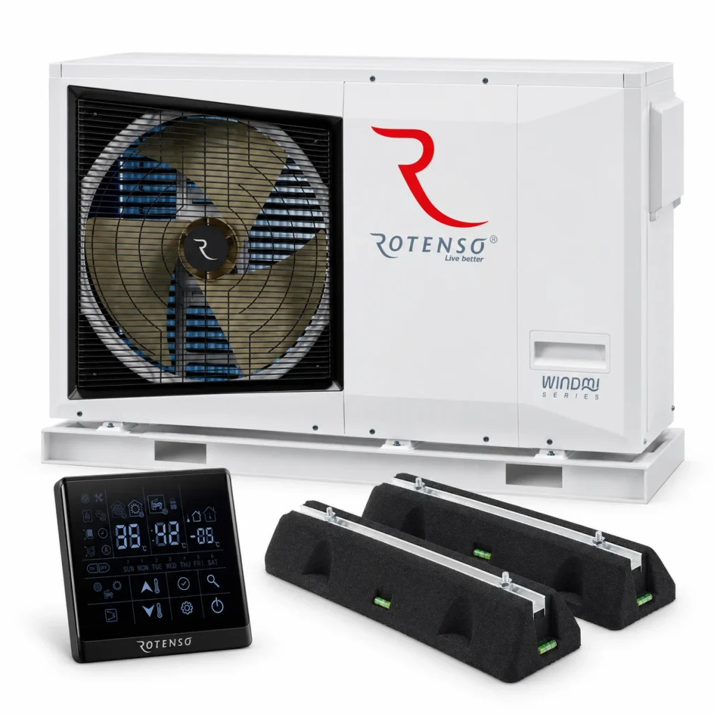 Rotenso Windmi Monoblock warmtepomp pakket - 10 kW - inclusief rubberen blokken